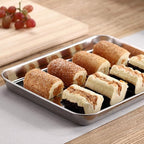 Baking Sheets 2 Pieces, Bastwe Stainless Steel Baking Pan Tray Cookie Sheet, Rectangle Size 9 X 7 X 1 inch, Healthy & Non Toxic, Rust Free & Mirror Finish, Easy Clean & Dishwasher Safe