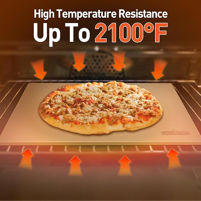 Arcedo Pizza Stone for Grill 20 x 13.5 Inch, Rectangular Large Baking Stone for Bread Thermal Shock Resistant BBQ Grilling Pizza Pan Cordierite Oven Cooking Pan With PE Scraper