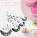 25 Set Pink Heart Shaped Measuring Spoons Stainless Steel Measure Tea Spoons for Bridal Shower Wedding Gift Birthday Tea Party Souvenirs for Guests with Individual Package (Elegant)