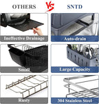 SNTD Dish Drying Rack for Kitchen Counter - Stainless Steel Dish Rack with Drainboard, Large Dish Drainer with Utensil Holder for Sink, Silver