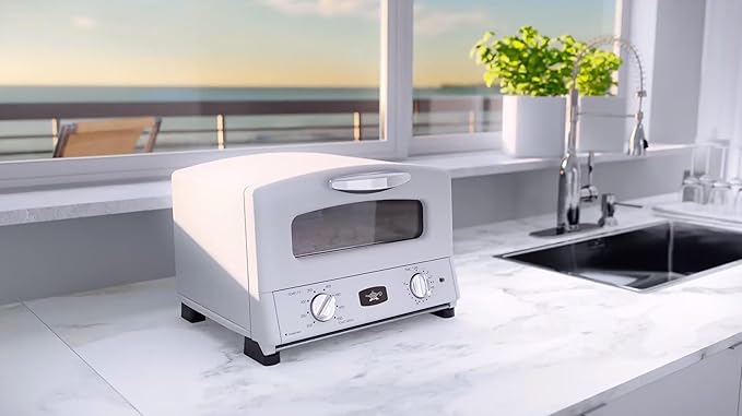 Countertop Toaster Oven, Compact Kitchen Appliance with Graphite Heating Technology, Eggshell White