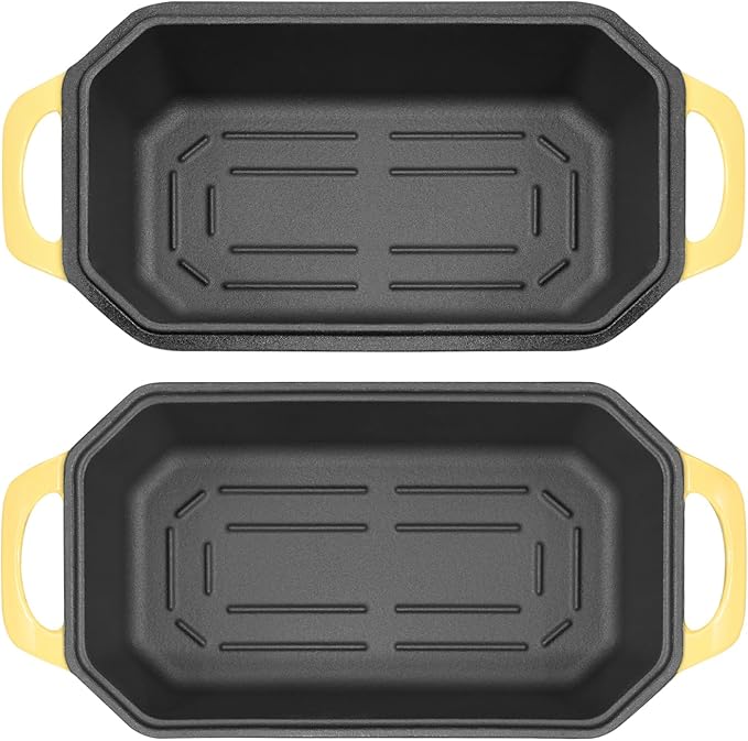 Flavehc Bread Pan Cast Iron Loaf Pan with Lid Bread Loaf Pan 8.5x4.5 Inch Loaf Pan Enameled Cast Iron Sourdough Loaf Pan, Yellow