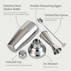 24oz Cocktail Shaker Set with 1 oz 2oz Jigger - Monogramm Initials Martini Shaker Set - 304 Stainless Steel Bar Shaker for Margarita,Mojito-Personalized Gift for Friend,Husband-J