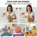 4-in-1 Adjustable Jar Opener for Weak Hands & Seniors — Ergonomic Non-Slip Handle, Multi-Size Lid Remover for Mason Jars, Bottles & Cans (Grey)