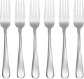 Oneida Silverware Set, Flight Everyday Flatware 6-Piece Dinner Fork Set, Service For 6, 18/0 Stainless Steel Dinner Forks, Rust Resistant, Dishwasher Safe, Home & Kitchen Utensils (Silver 6 Piece)