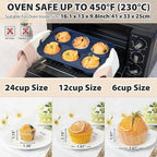 2 Pack Jumbo Silicone Muffin Pan with Metal Frame, Non Stick Silicone Cupcake Pan with Handles 6 Cup, BPA Free Silicon Muffin Tin Tray Extra Large for baking, egg bites, Cupcake Mold Grey