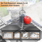Corner Sink Caddy Kitchen Sink Organizer, Silicone Wrapped Triangle Roll Up Dish Drying Rack Over Sink Drainer Mat, Anti-Slip Sponge Holder Corner Shelf for RV Kitchen Sink Accessories Counter Storage