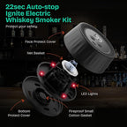 Electric Whiskey Smoker Kit with Led Lights, 4 Reusable Ice Cubes and 6 Flavors Natural Wood Chips, Old Fashioned Bourbon Smoker Kit for Home Bar, Bourbon Whiskey Gifts for Men, Dad, Husband