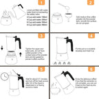 Uncoated 2 Cup Moka Pot 304 Thickened Stainless Steel Coffee Maker Stovetop Espresso Coffeemaker Italian Classic Style Brewing Greca Cafe Mocha Machine for Cafeteras Camping Travel Home 100ml 3.3oz