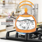 Whistling Tea Kettle Stainless Steel Teapot, Teakettle for Stovetop Induction Stove Top, Fast Boiling Heat Water Tea Pot 2.6 Quart