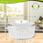 Electric Salad Spinner, 6L Lettuce Spinner Large Capacity USB Chargeble Fruit Vegetable Washer Dryer for Home Kitchen, Include Grater, Scissor, Sauce bottle, 3 Towels