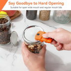 2 Pack Canning Jar Opener with Magnets, Mason Jar Opener For Canning Lids, Regular and Wide Mouth Lids, Powerful Magnet for Easy Refrigerator Storage, Releases Vacuum Seal– Patent Pending(Orange)