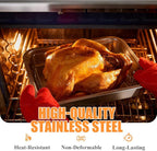 Stainless Steel Turkey Roaster Roasting V Rack with Pan,15.6 * 11.6 * 2.8 inch Roasting Pan for Smoker Smoking and Grilling/for Large Big Green Egg and Kamado Joe Etc