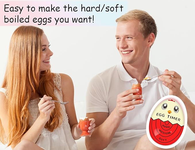 Lasubst Egg Timer for Boiling Eggs that Changes Color When Done, Red, Pack of 2