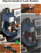 KEENSTAR 3.5Bar Espresso Machine with Milk Frother, 800W Compact Espresso and Cappuccino Machine with Preheating Function, 4 Cup Espresso Maker for Cappuccino or Latte, Gift for Coffee Lover Update