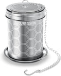 HOUSE AGAIN Tea Infuser for Loose Leaf Tea, Extra Fine Mesh Tea Strainers, 304 Stainless Steel with Chain Hook, Loose Leaf Tea Steeper for Brew Tea Spices & Seasonings, Geometric Design