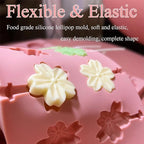 3Pcs Lollipop Mold Kit, 36 Capacity CHELIZIYA 3 Shapes Pink Silicone Candy Molds, Non-Stick Silicone Flower Chocolate Mold with 100Pcs Sticks, 100Pcs Bags, 100Pcs Ties for Party