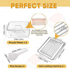 Musubi Press Mold Kit, 2 Pack Clear Musubi Maker with Stainless Steel 304 Luncheon Meat Slicer for SPAM (Clear)