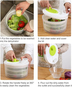 Salad Spinner,Vegetables Fruits Wash Bowl Large Capacity BPA Free Double Layer Detachable Manual Lettuce Spinner,Fruit and Vegetable Washer,Spin and Dry Salad Greens (Blue)
