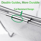 Tiawudi 6-Quart Large Over The Sink Colander, Heavy Duty 40% Thicker 18/8 Stainless Steel Fine Mesh Strainer Basket with Expandable Rubber Grip Handles - Strain, Drain, Rinse Fruits, Vegetables