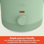 bella 1.5 Qt Slow Cooker with 3 Heat Manual Control, Ceramic Nonstick Coating, Dishwasher Safe Stoneware Pot and Tempered Glass Lid, Tangle Free Cord Wrap & Cool Touch Handles, Seaglass