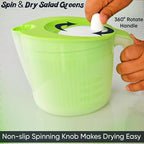 Home-X Salad Spinner with Pouring Spout – Lettuce Spinner and Vegetable Washer with Removable Strainer Basket – BPA-Free Salad Strainer for Drying Fresh Greens, Spinach, and Veggies