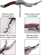 Semecca® Wine Opener – Professional Waiter’s Corkscrew, Double Hinged Wine Key, Wine Bottle Opener with Wooden Gift Box, for Wine Lovers