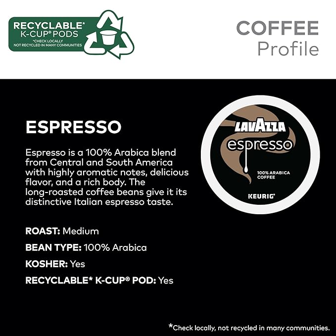 Lavazza Espresso, Single-Serve Keurig K-Cup Pods, Medium Roast Coffee, 40-Count Box