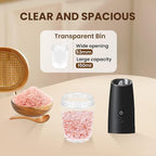 Rechargeable Electric Salt And Pepper Grinder Set, Automatic Gravity Electric Salt And Pepper Grinder Set, Adjustable Roughness, Led Light, 1 Pack, (Black)