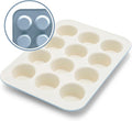GreenLife 12-Cup Muffin Pan, PFAS-Free Healthy Nonstick Baking Tray, 11.4" x 1.9" x 15.9", Durable Ceramic Bakeware, Cupcakes, Egg Bites, Tarts, Brownies, Blue Haze