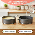 RFAQK 150PCs Cake Pan Set for Baking + Cake Decorating Supplies: 3 Round Non Stick Springform Pan Set (4, 7, 9 inches),24 Icing Tips,Cake Leveler–Multi-functional Leak-Proof Cake Pans & eBook