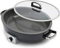 GreenPan Elite 5.5QT Electric Oval Skillet, PFAS-Free Ceramic Nonstick, 1800 Watt, Dishwasher Safe Lid & Removable Crock, Adjustable Temp Control, Multi-Cooker, Sear, Sauté, Rice, Stir-Fry, Black