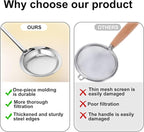 Fine Mesh Stainless Steel Sieve Colander(2 Pack, Large+Small), Mesh Strainer for Cooking Oil, Skimmer Spoon Filte Grease Foam, Food Strainer Kitchen Gadgets