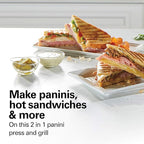 Hamilton Beach Panini Press,Sandwich Maker & Electric Indoor Grill,Upright Storage,PFAS-Free Nonstick Easy Clean Grids,Stainless Steel (25410),(Pack of 2)