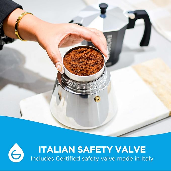 GROSCHE Milano Induction Stovetop Espresso Maker Moka Pot for Greca, Induction, Electric & Gas Stoves, Dishwasher Safe Stovetop Espresso Maker | 6 Espresso Cup, Black