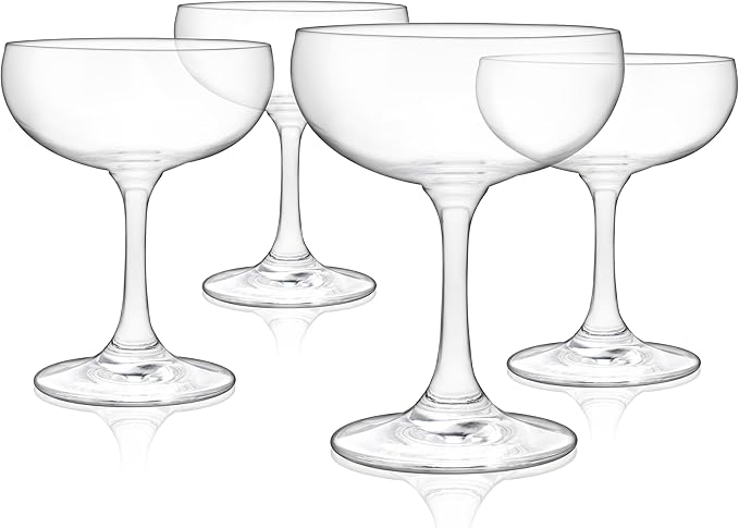 True Coupe Glass, Martini Glasses for Cocktail Party, Perfect for Espresso Martini, Manhattan, Champagne, Elegant 7 oz Glassware for Home Bars, Wedding Gifts, Margarita Glasses Set of 4