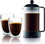 Bodum 34oz Brazil French Press Coffee Maker, High-Heat Borosilicate Glass, Black - Made in Portugal