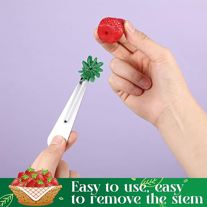 Baderke 8 Pcs Tomato Stem Corer Strawberry Baller Stainless Steel Strawberry Huller Tool Fruit Vegetable Stem Remover