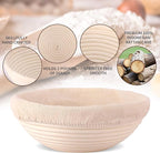 Banneton Proofing Basket Set - 9-inch Round Bread Baking Supplies, Sourdough Tools & Bread Making Accessories for Artisan Baking
