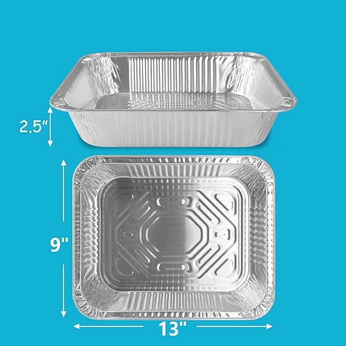9x13 Thickened Aluminum Foil Pans With Lids, 10Pack Extra Deep Disposable Aluminum Pans for Roasting, Baking, Cooking, Food Prep, Chafing, Steam Table, Oven, Cake, and Party Catering.