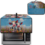 Cow Butterfly Flower Print Toaster Oven Cover, Dust-proof Heat-resistant Air Fryer Cover with Accessory Pockets, Kitchen Small Appliance Protector, (Small-14.5*18.46*9 inches)