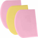 SURDOCA Dough Scraper Bench Scraper - 3P 8.3x5.5" Plastic Flexible Bowl Scraper, Sharp Edge & Angles Cake Scraper. Non-Slip Bakeware Decorating Tools Sculpting & Modeling Tools - Pink+Yellow+Pink
