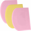 SURDOCA Dough Scraper Bench Scraper - 3P 13x7.9" Plastic Flexible Bowl Scraper, Sharp Edge & Angles Cake Scraper. Non-Slip Bakeware Decorating Tools Sculpting & Modeling Tools - Pink+Yellow+Pink