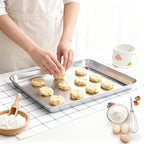2 Pack Baking Sheet, 6.9 x 9.2 x1 Inch Stainless Steel Cookie Sheet, Toaster Oven Tray Pans, Heavy Duty Baking Pans for Kitchen, Bakings Tray for Oven, Easy Clean & Dishwasher Safe