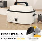 RoyalCraft 24-Quart Electric Roaster Oven with Visible Self-Basting Lid, Turkey Roaster Oven with Removable Pan and Rack, Perfect for Large Meals and Holiday Feasts, White