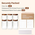 ComSaf 6PCS (1.1Qt/0.5Qt) Glass Pantry Storage Container with Acacia Wood Lid, Airtight Glass Canister with Stacked Design for Orderly Organizing, Glass Jar Organizing Dry Goods in Pantry & Cabinet