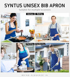 Syntus Apron for Men Women, Adjustable Cooking Kitchen Chef Aprons with 2 Pockets, Cotton/Polycotton/Polyester
