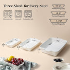 DOWAN Casserole Dishes for Oven, Baking Dishes Set, Ceramic Bakeware Sets of 3, Lasagna Pan Deep, Rectangular Baking Pan Set with Handles for Baking, Casserole, Kitchen, Wedding Gift, Soft White (15.6''/12.2''/8.9'')