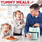 Dash Tasti-Crisp™ Air Fryer - AirCrisp® Technology - Compact Design with Adjustable Temperature Control - Nonstick Fry Basket & Auto Shut-Off Feature - 2.6 Quarts - Aqua