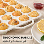Vinino Mini Muffin Pan with Metal Reinforced Frame-2Pack, Silicone Cupcake Pan for Baking 24 Cup Mini Size, BPA Free Silicone Muffin Tray, Cupcake Baking Pan Molds for Oven Dishwasher Safe - Cream